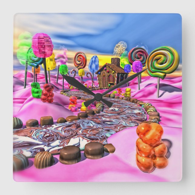 Horloge Carrée Candyland rose (Recto)