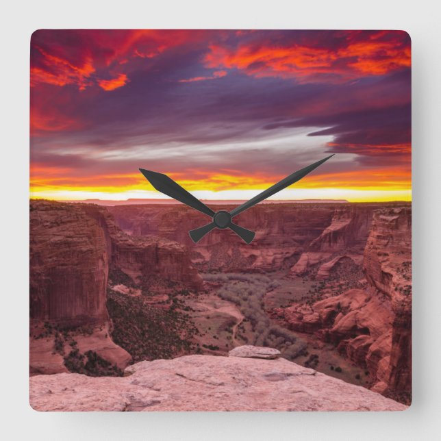 Horloge Carrée Canyon de Chelly, coucher de soleil, Arizona (Recto)