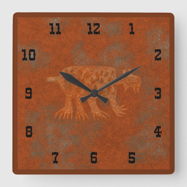 Horloge Carrée Canyons du sud-ouest Bobcat Petroglyphes style occ (Recto)