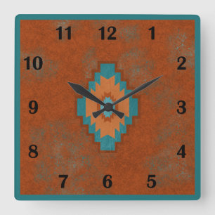 Horloge Carrée Canyons du sud-ouest Style géométrique régulier