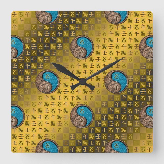 Horloge Carrée Capricorne & Cheval d'eau (Recto)