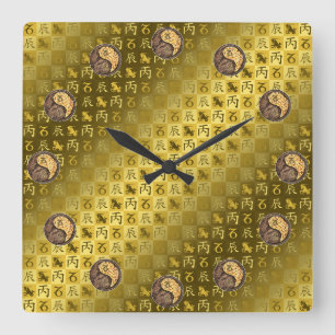 Horloge Carrée Capricorne & Dragon de Feu