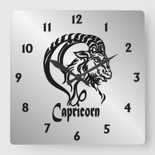 Horloge Carrée Capricorne la Chèvre de Mer Zodiaque (Recto)