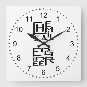 Horloge Carrée Caractère de l'ingénieur chimique