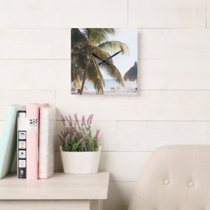 Horloge Carrée Caribbean Beach Bliss 9 #art #travel