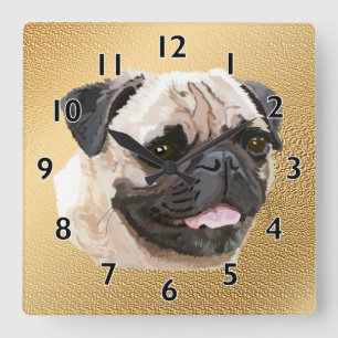 Horloge Carrée Carlin Dog Art