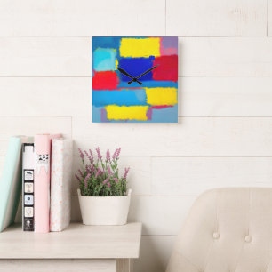 Horloge Carrée "Carnaval de Cobalt" Art Abstrait