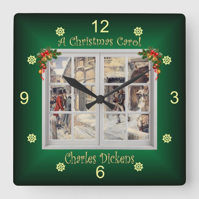 Horloge Carrée Carol de Noël ~ Charles Dickens ~  (Recto)
