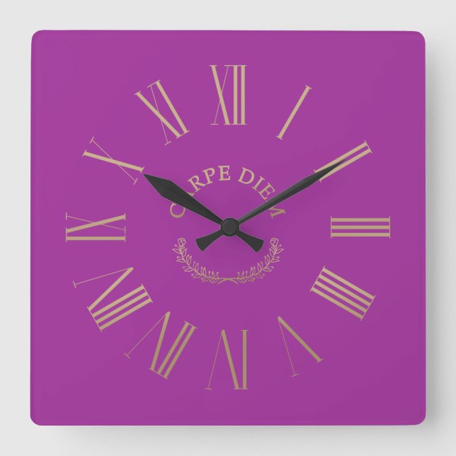 Horloge Carrée Carpe Diem Pink Acrylique Wall Clock (Recto)