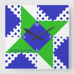 Horloge Carrée Carré ailé - Bleu et Vert