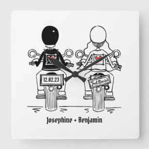 Horloge Carrée Carré cadeau Mariage moto moto personnalisé