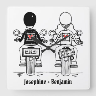 Horloge Carrée Carré cadeau Mariage moto moto personnalisé