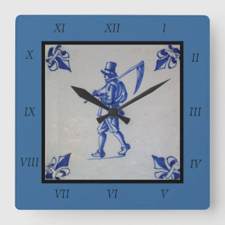 Horloge Carrée Carreaux bleus Delft - Modèle