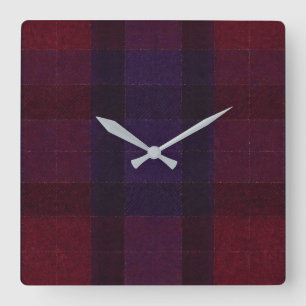 Horloge Carrée Carreaux Confortables Bordeaux Marron Violet