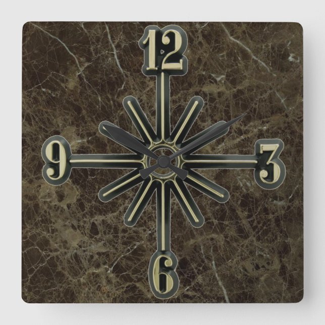 Horloge Carrée Carreaux de marbre Sunburst cadran cadran cadran c (Recto)