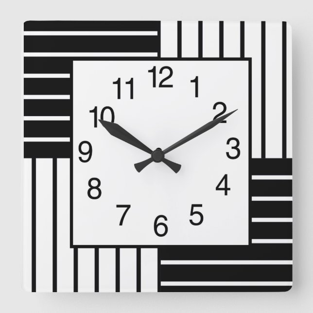 Horloge Carrée Carrés BW triés (Recto)
