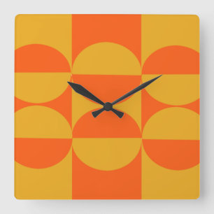 Horloge Carrée Carrés et cercles du Bauhaus 