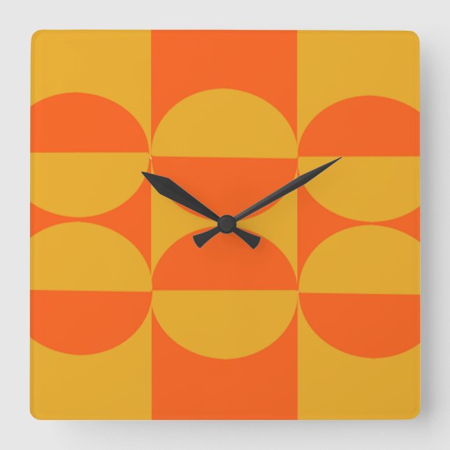Horloge Carrée Carrés et cercles du Bauhaus  (Recto)