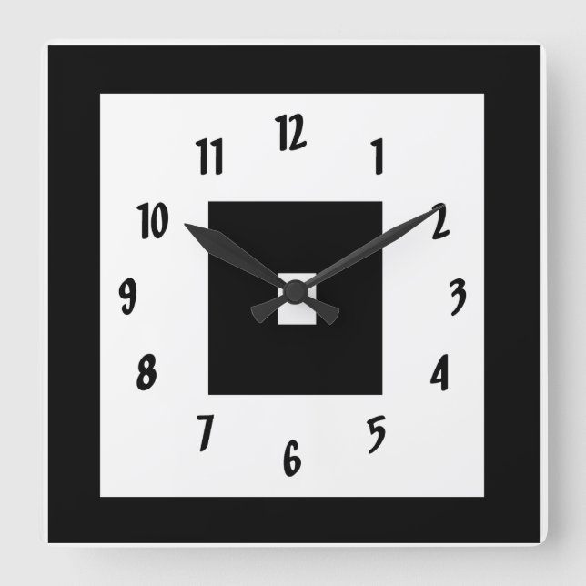 Horloge Carrée Carrés noirs et blancs (Recto)