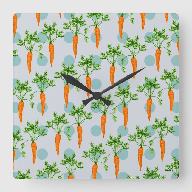 Horloge Carrée Carrot vegetable pattern (Recto)