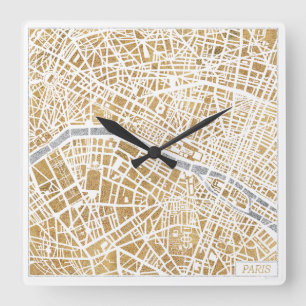 Horloge Carrée Carte De La Ville De Paris