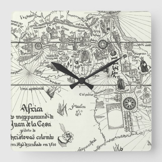 Horloge Carrée Carte de l'Afrique | 1500 (Recto)