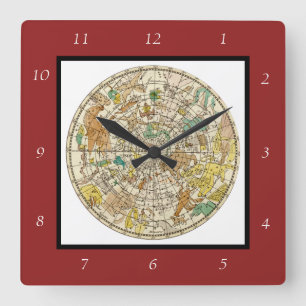 Horloge Carrée Carte de l'étoile du ciel du Nord et des constella