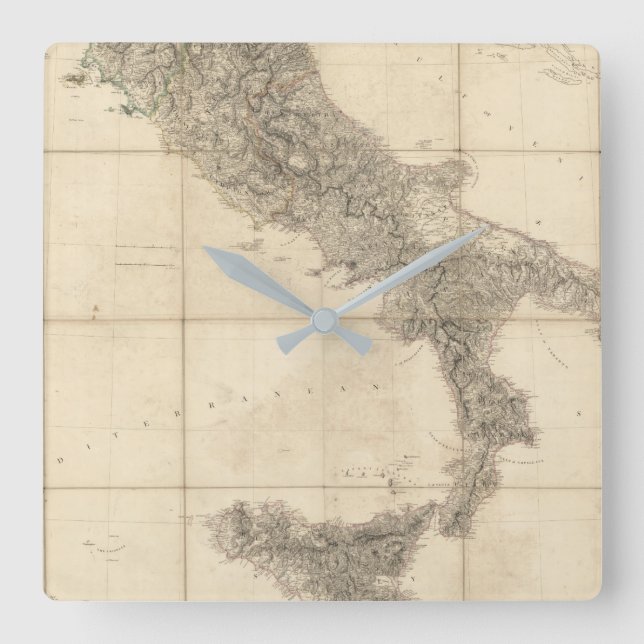Horloge Carrée Carte de l'Italie du sud et des côtes adjacentes (Recto)