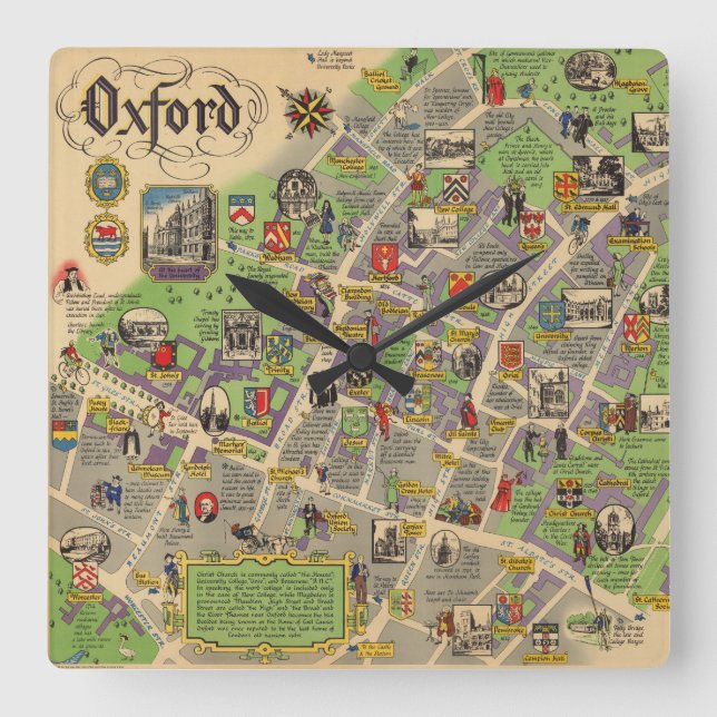 Horloge Carrée Carte d'Oxford, Angleterre (Chemins de fer britann (Recto)