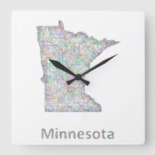 Horloge Carrée Carte du Minnesota