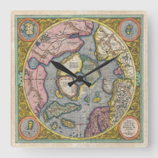 Horloge Carrée Carte du pôle nord du Père Noël réalisée en 1595 p