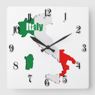 Horloge Carrée Carte Italie