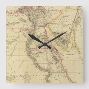 Horloge Carrée Carte vintage de l'Egypte (1832)