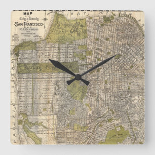 Horloge Carrée Carte Vintage de San Francisco (1932)