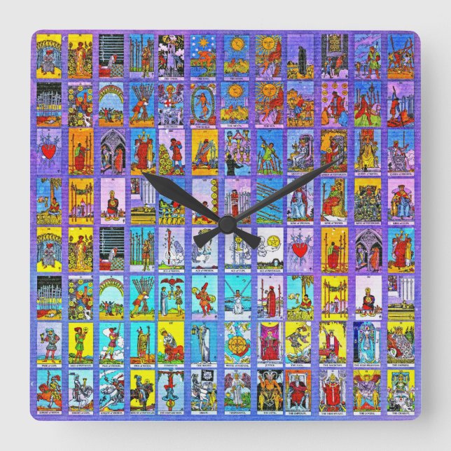Horloge Carrée Cartes Tarot (Recto)