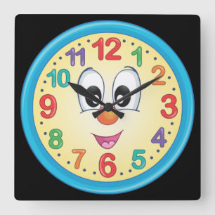 Horloge Carrée Cartoon coloré mignon Visage bébé