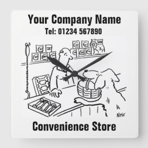 Horloge Carrée Cartoon de Convenience Store