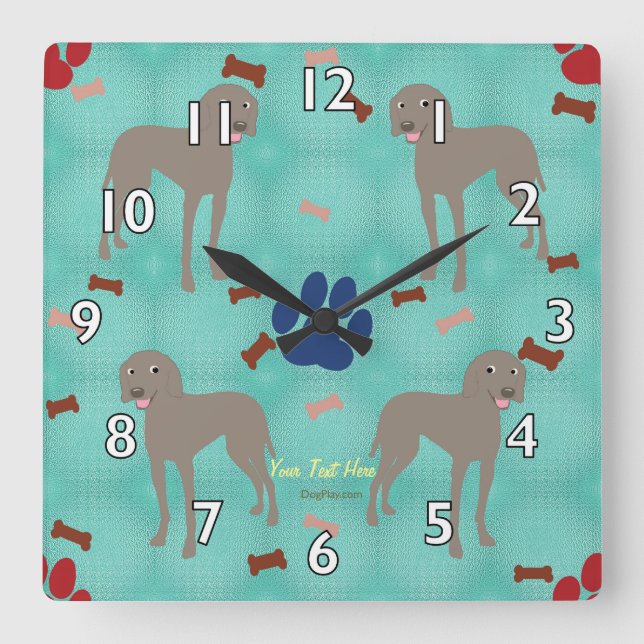 Horloge Carrée Cartoon Weimaraner (Recto)