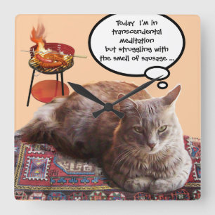 HORLOGE CARRÉE CAT TURKISH EN MÉDITATION TRANSCENDENTALE
