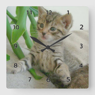 Horloge Carrée Cat Wall Clock