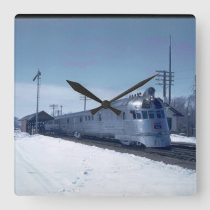 Horloge Carrée CB&Q Pioneer Zephyr #9900_Trains