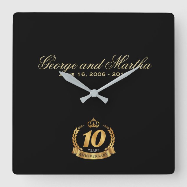 Horloge Carrée Celebrating 10th Anniversary. Customizable. (Recto)