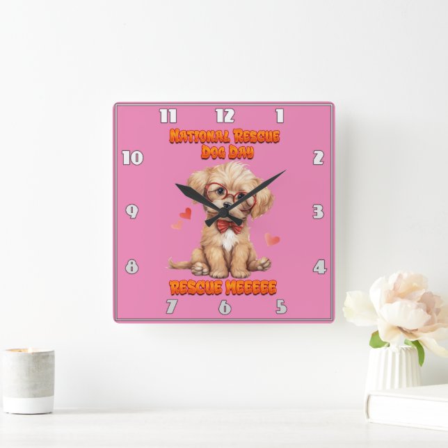 Horloge Carrée Célébration de la Journée nationale des chiens de  (Maison)