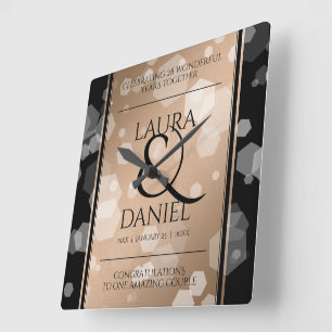 Horloge Carrée Célébration élégante du 28e anniversaire de mariag