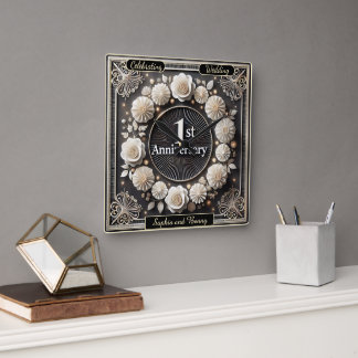 Horloge Carrée Célébrer un beau premier anniversaire
