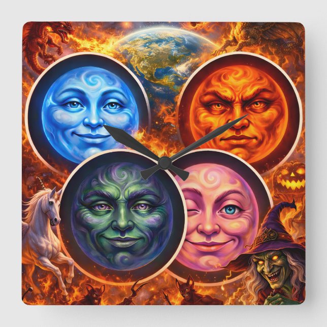 Horloge Carrée Celestial elemental ritual Gothic square fanta tea (Recto)