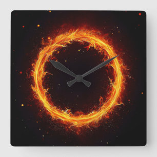 Horloge Carrée cercle de feu