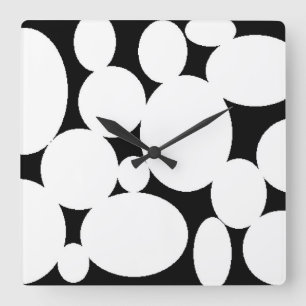 HORLOGE CARRÉE CERCLES BLANCS