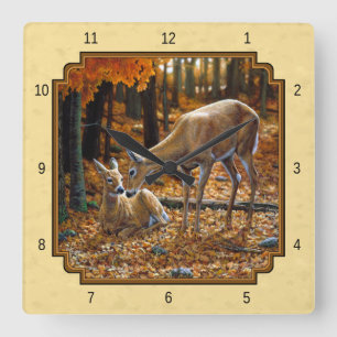 Horloge Carrée Cerf blanc Fawn & Doe Jaune