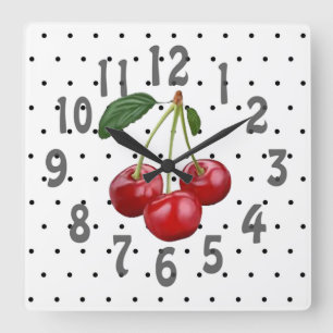 Horloge Carrée Cerises